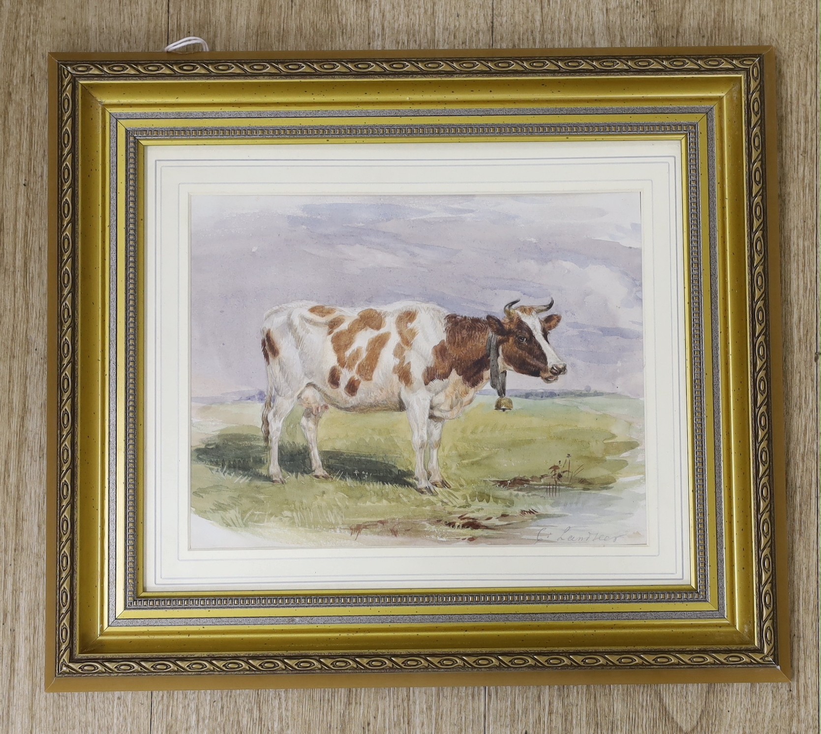 Charles Landseer (1799-1879), watercolour, Study of a cow, signed in pencil, 19 x 25cm